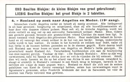 1936 Liebig De razende Roeland van Ludovico Ariosto (Legend of Roland) (Dutch Text) (F1333, S1338) #4 Roeland op zoek naar Angelica en Medor Back