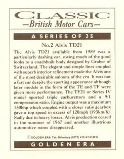 1992 Golden Era Classic British Motor Cars #2 Alvis TD21 Back