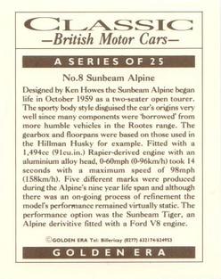 1992 Golden Era Classic British Motor Cars #8 Sunbeam Alpine Back