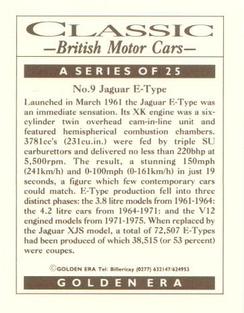 1992 Golden Era Classic British Motor Cars #9 Jaguar E-Type Back
