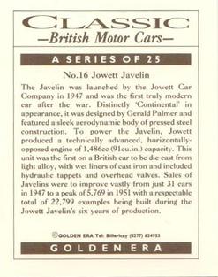 1992 Golden Era Classic British Motor Cars #16 Jowett Javelin Back