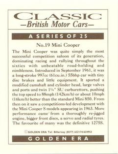 1992 Golden Era Classic British Motor Cars #19 Mini Cooper Back