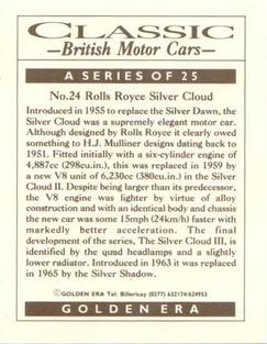 1992 Golden Era Classic British Motor Cars #24 Rolls Royce Silver Cloud Back