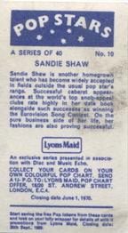 1969 Lyons Maid Pop Stars #10 Sandie Shaw Back