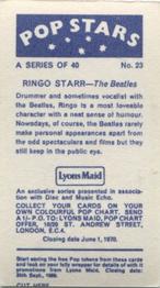 1969 Lyons Maid Pop Stars #23 Ringo Starr Back