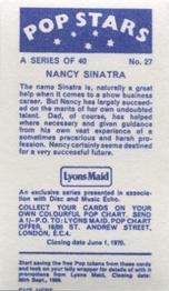 1969 Lyons Maid Pop Stars #27 Nancy Sinatra Back