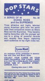 1969 Lyons Maid Pop Stars #30 Diana Ross and The Supremes Back