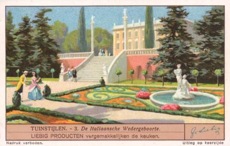 1936 Liebig Tuinstijlen (Styles of Garden) (Dutch Text) (F1331, S1336) #3 De Italiaansche Wedergeboorte Front