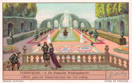 1936 Liebig Tuinstijlen (Styles of Garden) (Dutch Text) (F1331, S1336) #4 De Fransche Wedergeboorte Front