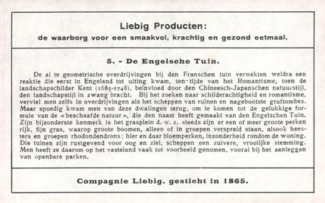 1936 Liebig Tuinstijlen (Styles of Garden) (Dutch Text) (F1331, S1336) #5 De Engelsche Tuin Back