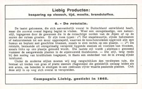 1936 Liebig Tuinstijlen (Styles of Garden) (Dutch Text) (F1331, S1336) #6 De rotstuin Back