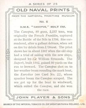 1936 Player's Old Naval Prints #6 HMS 