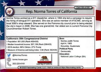 2020 Fascinating Cards United States Congress #156 Norma Torres Back