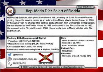 2020 Fascinating Cards United States Congress #212 Mario Díaz-Balart Back