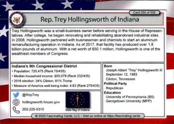 2020 Fascinating Cards United States Congress #259 Trey Hollingsworth Back