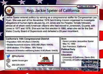 2020 Fascinating Cards United States Congress - Hologram Stickered #135 Jackie Speier Back