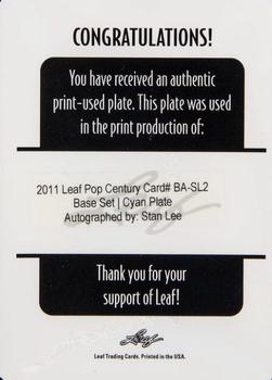 2011 Leaf Pop Century - Printing Plates Cyan #BA-SL2 Stan Lee Back