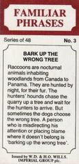 1986 Wills's Familiar Phrases #3 Bark up the wrong tree Back