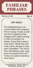 1986 Wills's Familiar Phrases #9 Cry wolf Back
