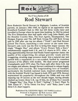 1992 Legends Wall of Fame British Rock Legends #17 Rod Stewart Back