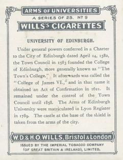 1923 Wills's Arms of Universities #9 University of Edinburgh Back