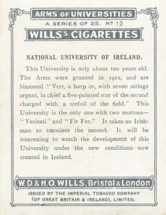 1923 Wills's Arms of Universities #12 National University of Ireland Back