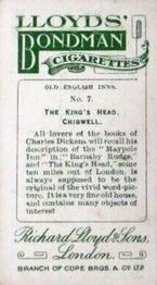 1923 Lloyds' Bondman Old English Inns #7 The King's Head, Chigwell Back