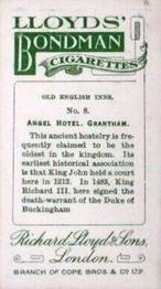 1923 Lloyds' Bondman Old English Inns #8 Angel Hotel, Grantham Back