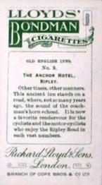 1923 Lloyds' Bondman Old English Inns #9 The Anchor Hotel, Ripley Back