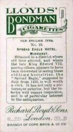 1923 Lloyds' Bondman Old English Inns #19 Spread Eagle Hotel, Midhurst Back