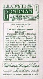 1923 Lloyds' Bondman Old English Inns #21 The Old George Hotel, Salisbury Back