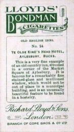 1923 Lloyds' Bondman Old English Inns #24 Ye Olde King's Head Hotel, Aylesbury Back