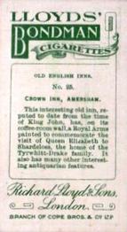 1923 Lloyds' Bondman Old English Inns #25 Crown Inn, Amersham Back