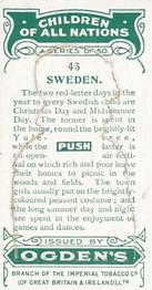 1924 Ogden's Children of all Nations Stand-ups #43 Sweden Back