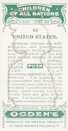 1924 Ogden's Children of all Nations Stand-ups #49 United States Back