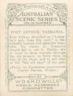 1925 Wills's Australian Scenic Series #97 Port Arthur, Tas Back