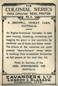 1925 Cavanders The Colonial Series #8 A Grenfell Wheat Farm, Australia Back