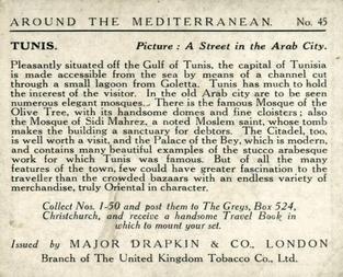 1926 Major Drapkin & Co. Around the Mediterranean (Large) #45 Tunis - A Street in the Arab City Back