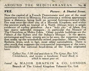 1926 Major Drapkin & Co. Around the Mediterranean (Large) #48 Fez - A Shaded Street Back