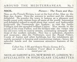 1926 Nicolas Sarony & Co. Around the Mediterranean (Large) #5 Nice - The Tower and Bay Back