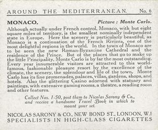 1926 Nicolas Sarony & Co. Around the Mediterranean (Large) #6 Monaco - Monte Carlo Back