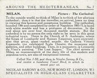 1926 Nicolas Sarony & Co. Around the Mediterranean (Large) #7 Milan - The Cathedral Back