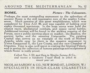 1926 Nicolas Sarony & Co. Around the Mediterranean (Large) #12 Rome - The Colosseum Back