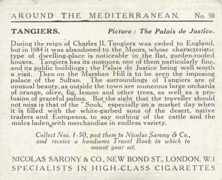 1926 Nicolas Sarony & Co. Around the Mediterranean (Large) #50 Tangiers - The Palais de Justice Back