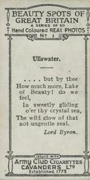 1927 Army Club Beauty Spots of Great Britain (Small) #1 Ullswater Back