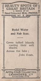 1927 Army Club Beauty Spots of Great Britain (Small) #3 Rydal Water and Nab Scar. Back