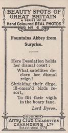 1927 Army Club Beauty Spots of Great Britain (Small) #6 Fountains Abbey from Surprise. Back