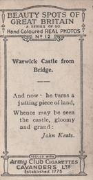 1927 Army Club Beauty Spots of Great Britain (Small) #12 Warwick Castle from Bridge Back
