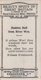 1927 Army Club Beauty Spots of Great Britain (Small) #16 Haddon Hall from River Wye. Back
