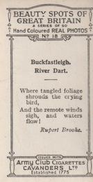 1927 Army Club Beauty Spots of Great Britain (Small) #18 Buckfastleigh.  River Dart. Back